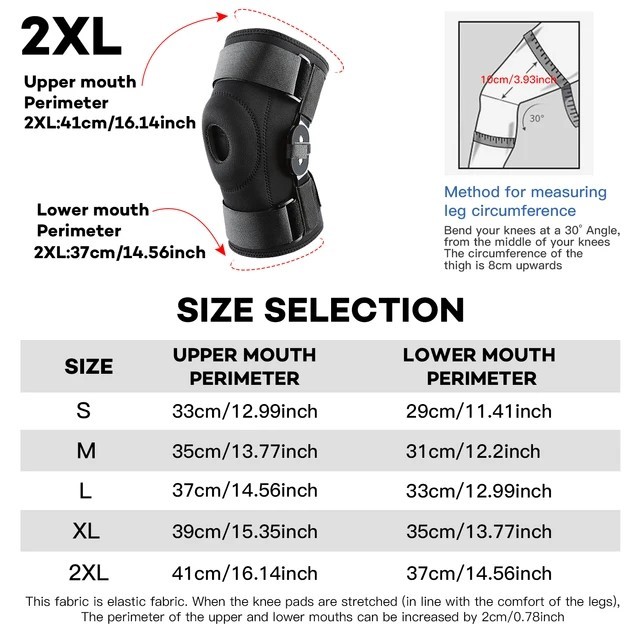Hinged Knee Brace Compression Sleeve Joint Support Open Patella Stabilizer Wrap