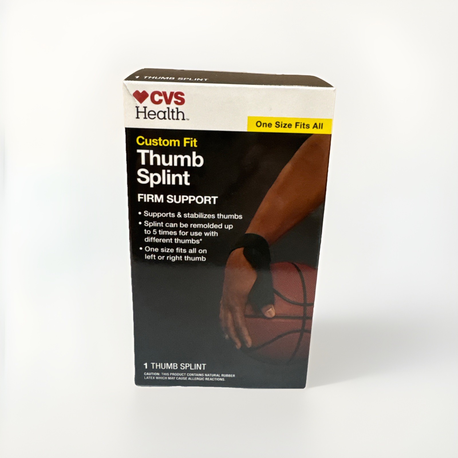 CVS Health NIB One Size Fits all Firm Support Thumb Splint Custom Fit Box Torn