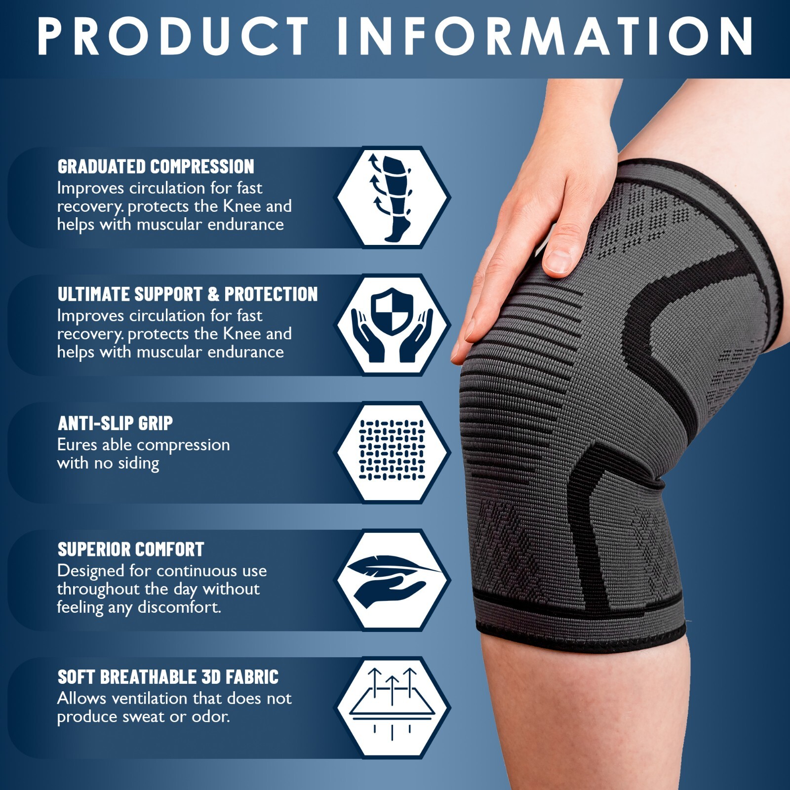 Modvel Knee Braces for Knee Pain Women & Men – 2 Pack Knee Brace for Knee Pain S