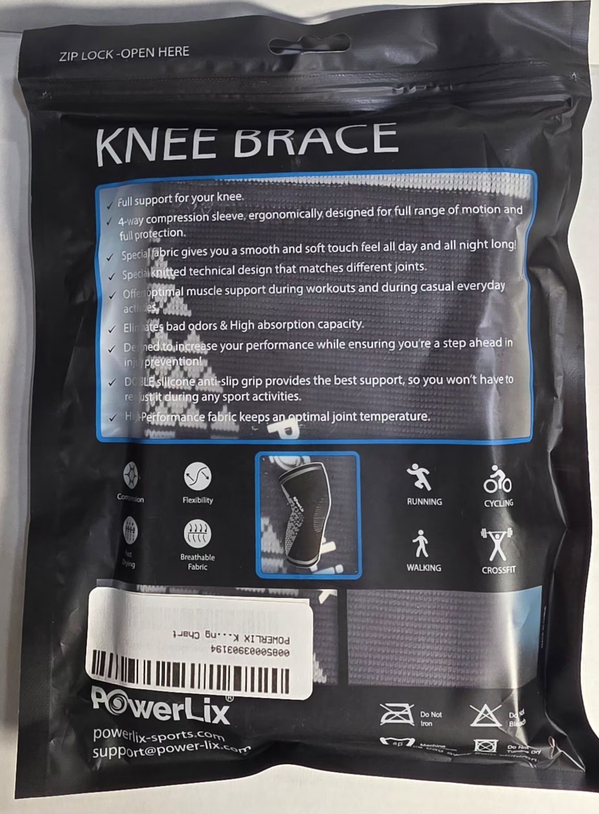POWERLIX Knee Brace Compression Sleeve Unisex – Size XL- New
