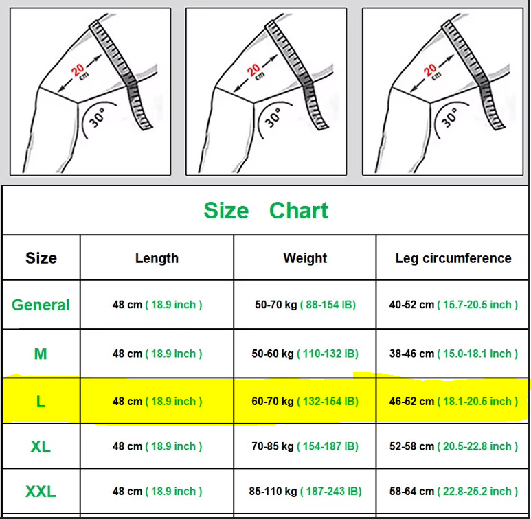 Leg Compression Sleeve Knee Brace Support Arthritis Joint Pain Relief Size L