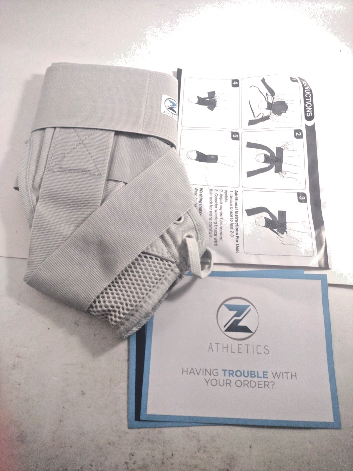 Z ATHLETICS Zenith Ankle Brace Lace up Adjustable Support Grey Large