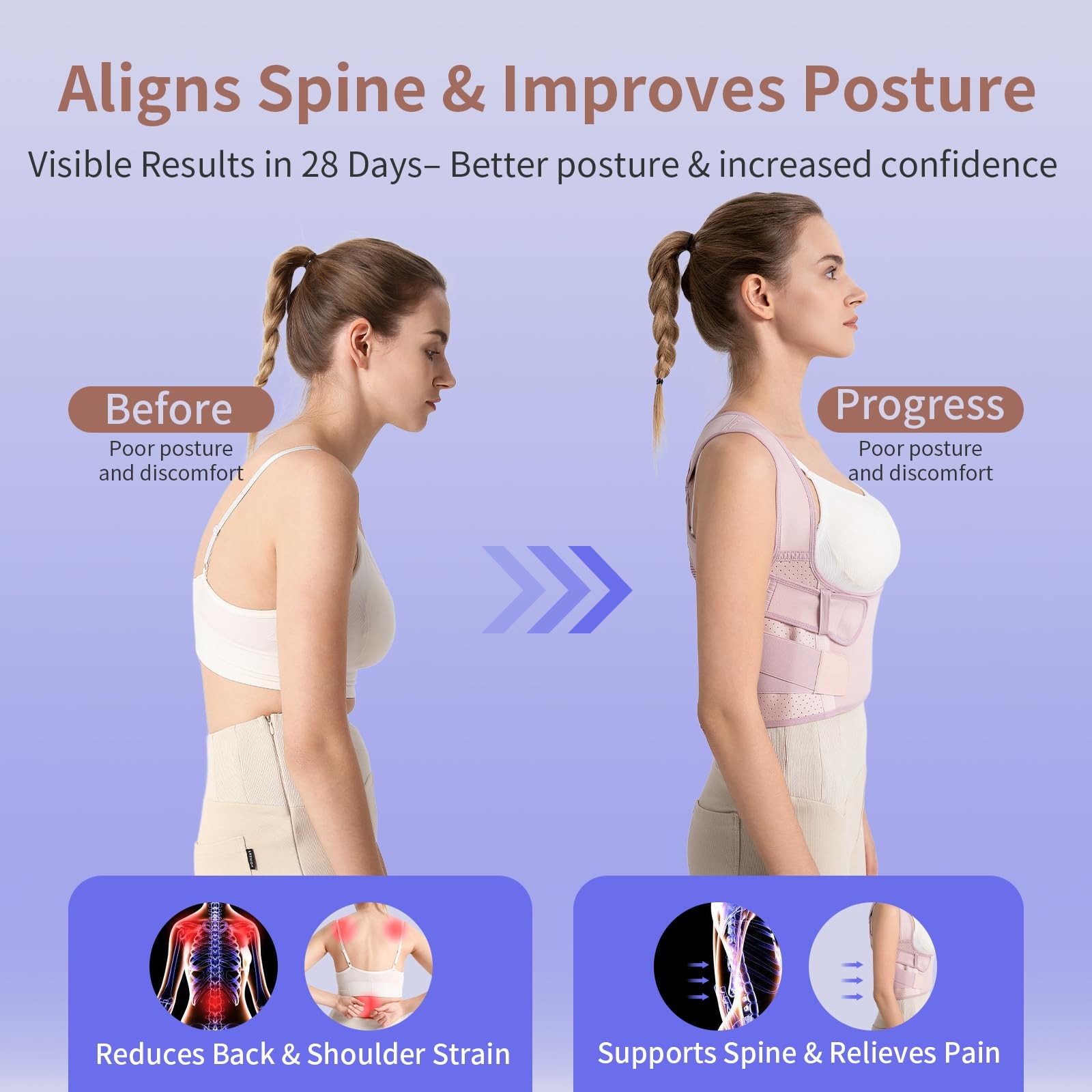 Posture Corrector for – 2-in-1 Back Brace with Shoulder , Adjustable Full Bac…