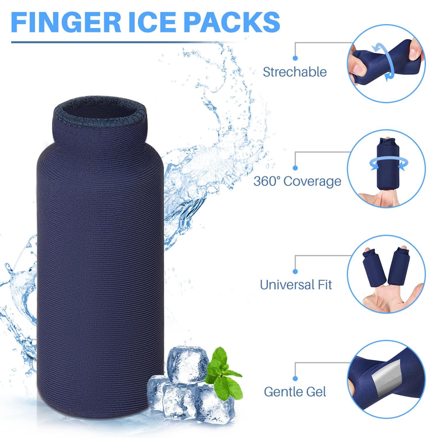 Finger Splint Ice Pack for Pain Relief, Straightening Arthritis, Knuckle Immobil
