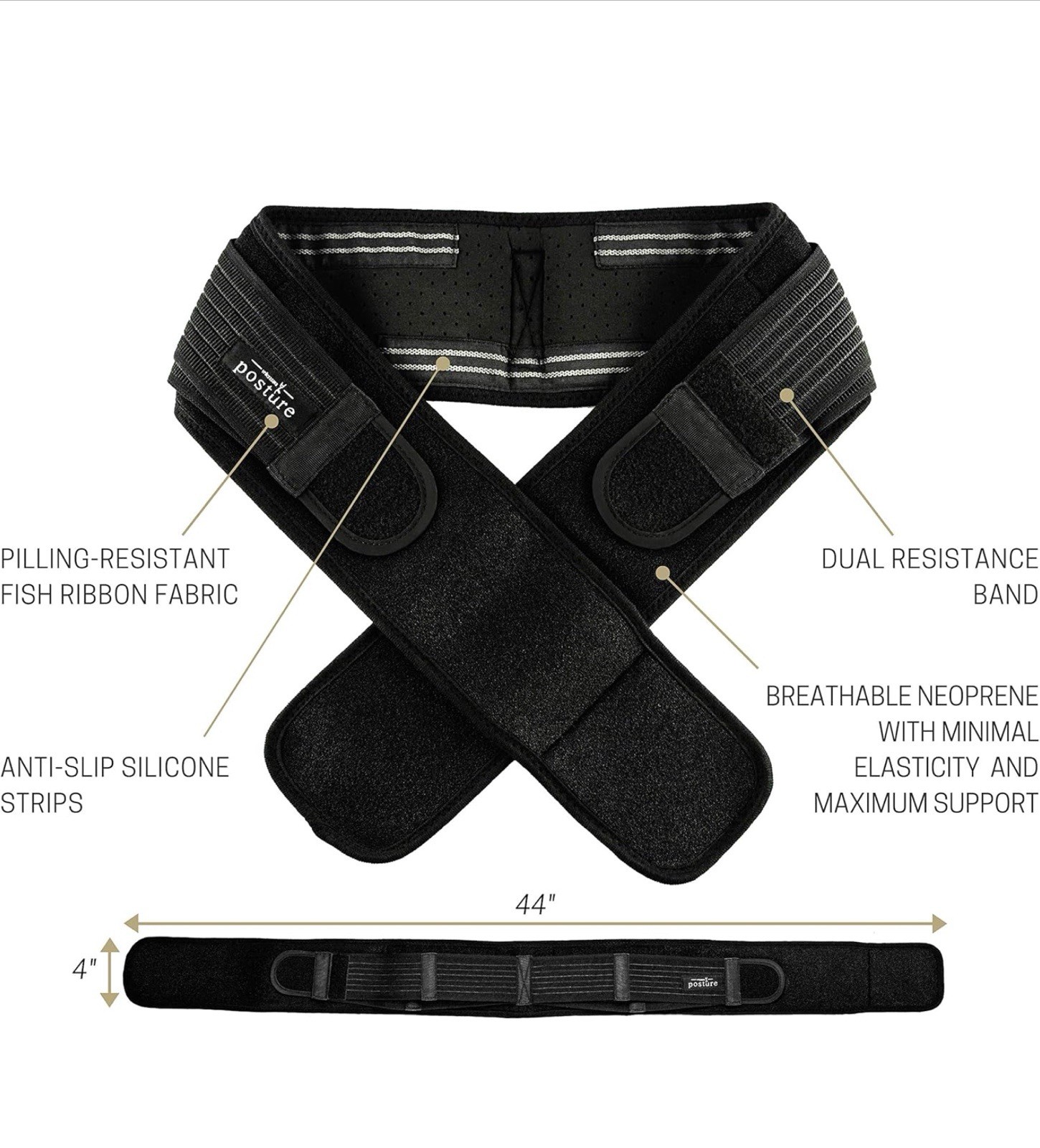Vriksasana Sacroiliac Hip Belt for Women plus Hip Size 32” – 45” Black