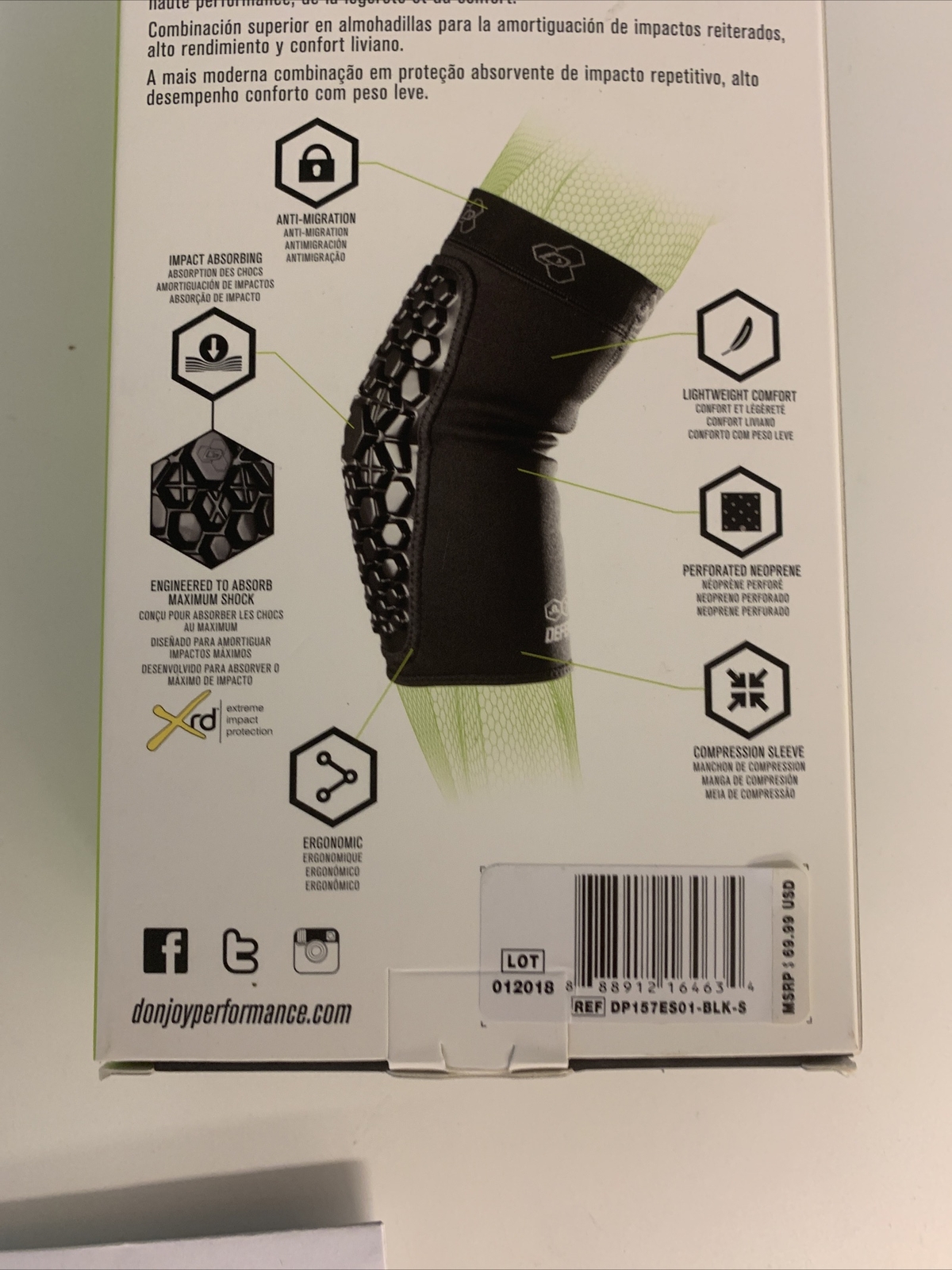 DonJoy Performance Defender Elbow Sleeves Pads – Shock Absorbing – (1 Pair) S