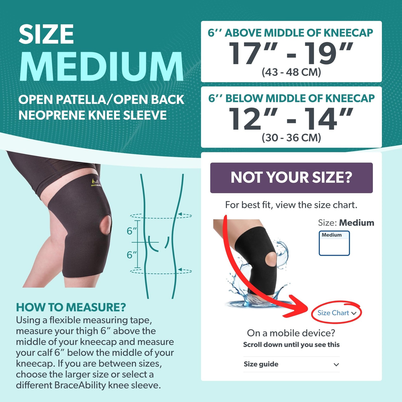 BraceAbility Open Patella/Open Back Neoprene Knee Sleeve Water-Resistant