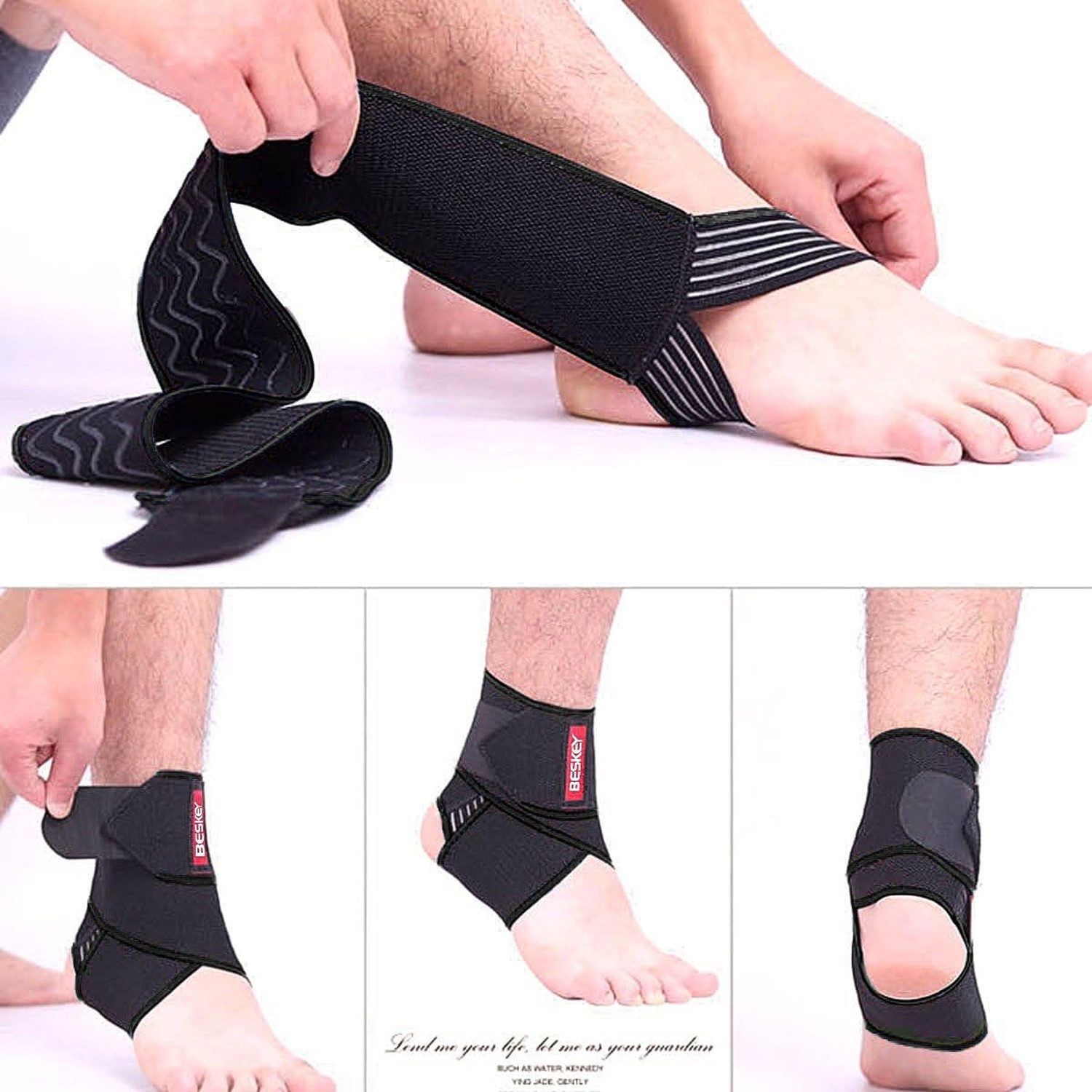 1pcs Adjustable Ankle Brace Support, Breathable Elastic Nylon Sports Wrap