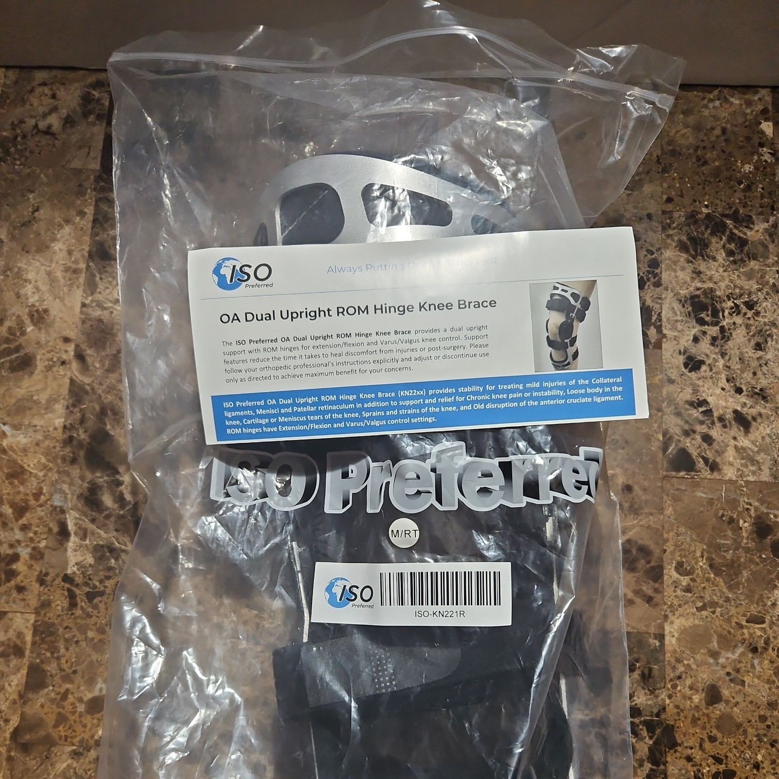 ISO Preferred OA Dual Upright ROM Hinge Knee Brace Medium ISO-KN221L NEW