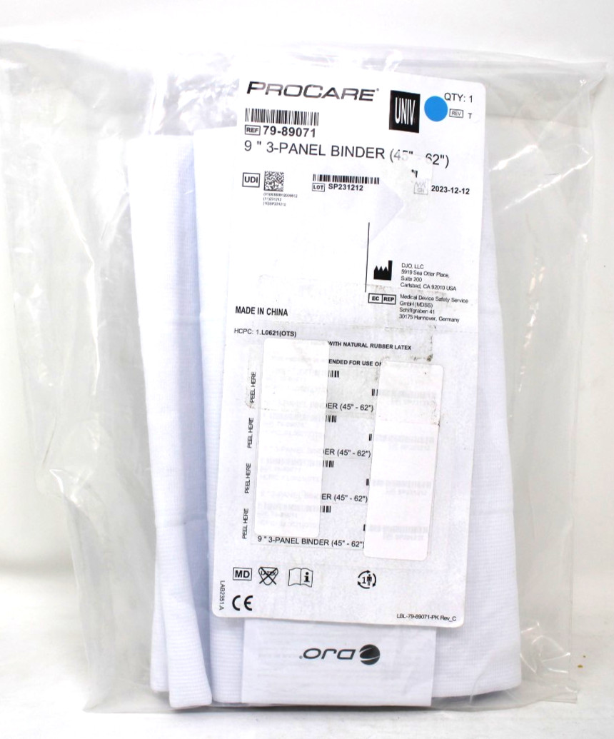 DJO 79-89071 ProCare Premium 3-Panel Elastic Binder 9″ Wide Universal Size