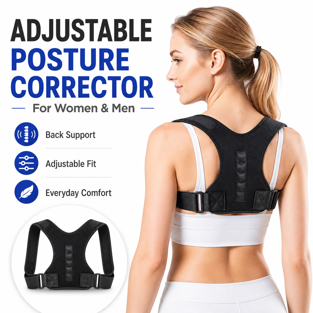 Posture Corrector for Women and Men, Adjustable and Breathable Upper Back Brace