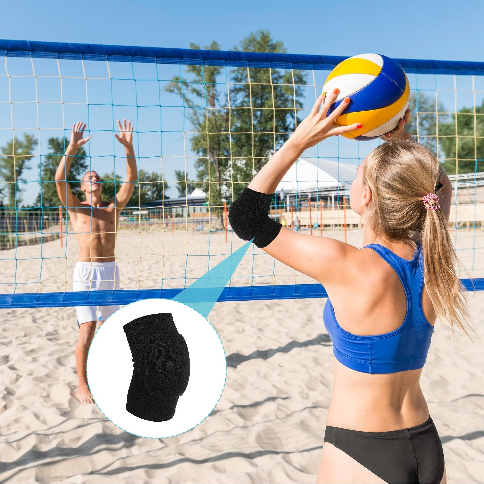 Volleyball Brace Pads Elbow Protector, 1 Pair Breathable Anti-Collision Sponge A