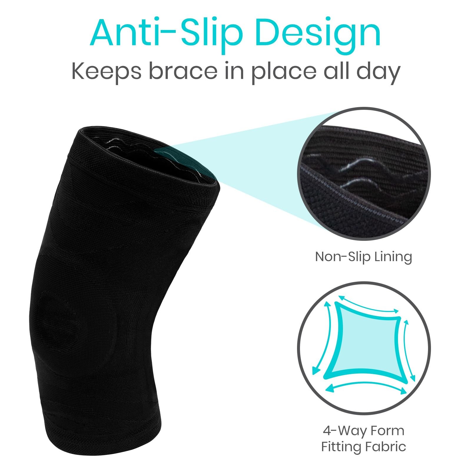 Vive Stabilizing Knee Brace for Women & Men – Compression XXXX-Large, Black