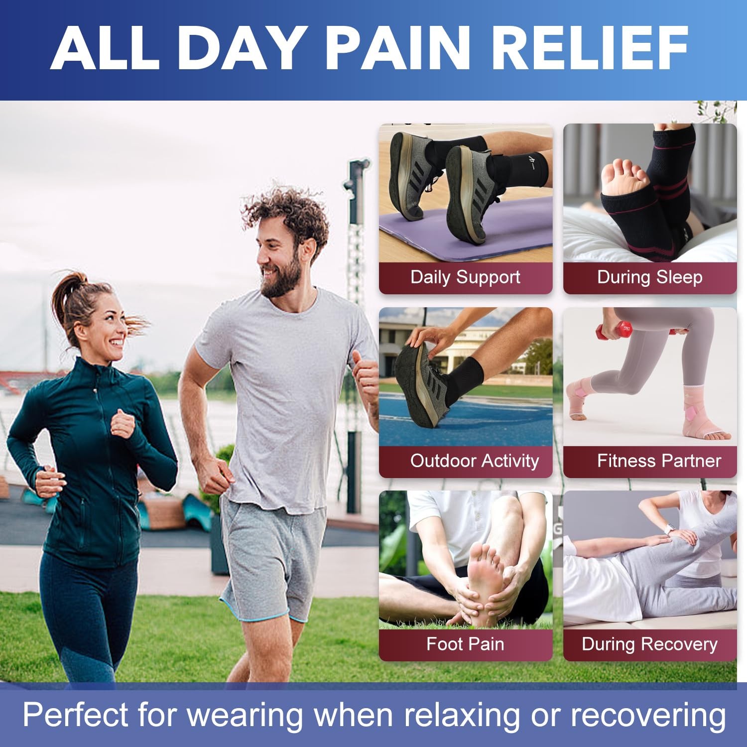 Ankle Brace Compression Sleeve with Wrap for Sprained Foot Plantar Fasciitis