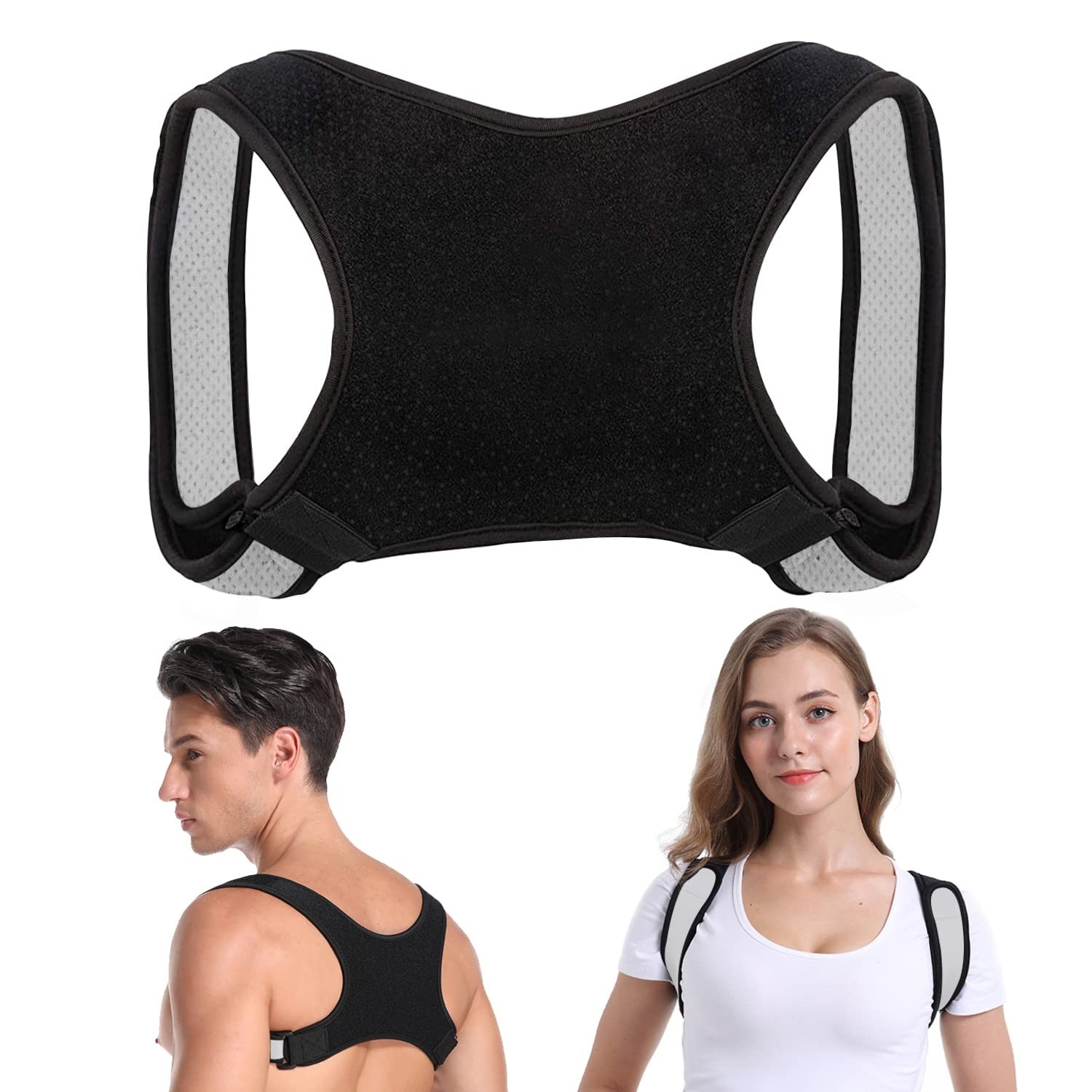 EGLGCC Back Brace Straightener Posture Corrector for Women and Black Grey