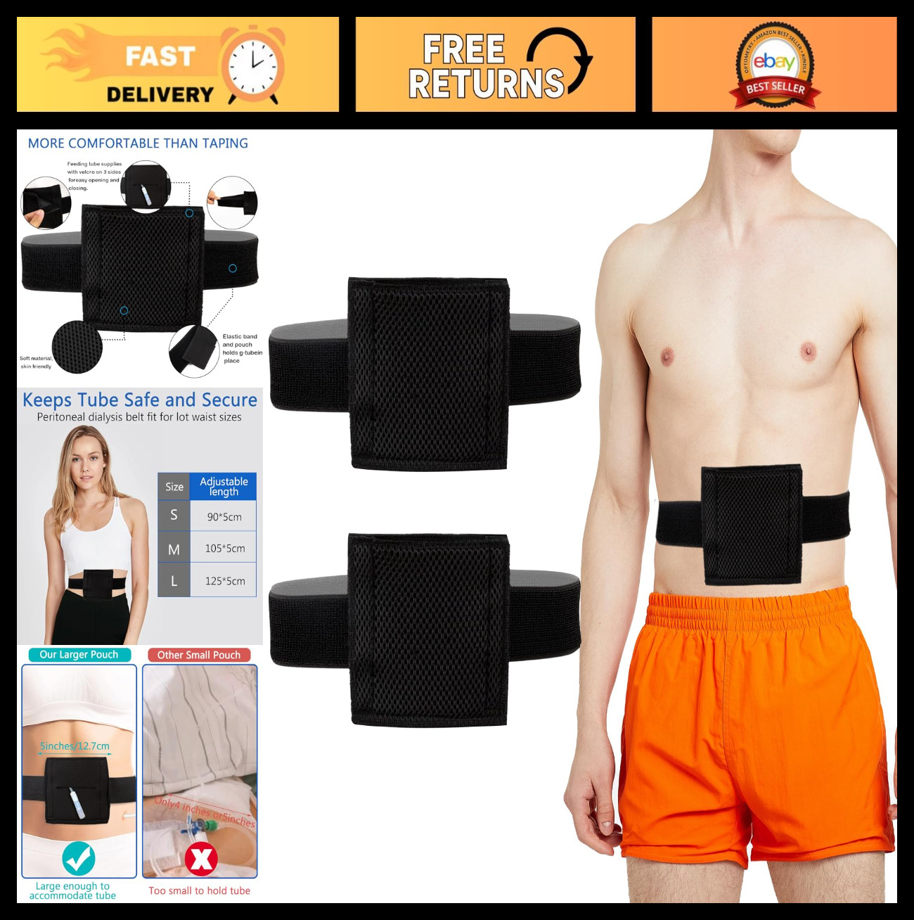 2PCS Breathable G Tube Belt for Gastrostomy & Dialysis, Comfortable & Concealed,