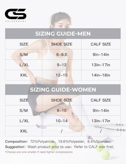 3 Pairs Compression Socks for Men and Women Large-X-Large Black + White + Grey