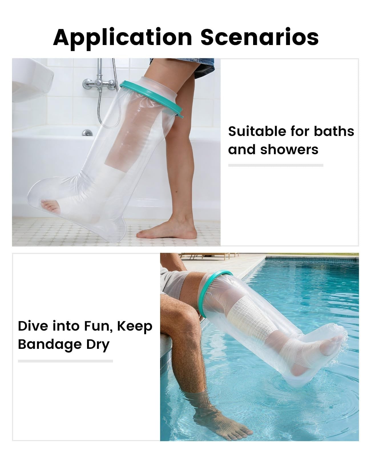 Extra Large Waterproof Leg Cast Cover – Anti-Slip, Reusable, Shower Safe for Sen
