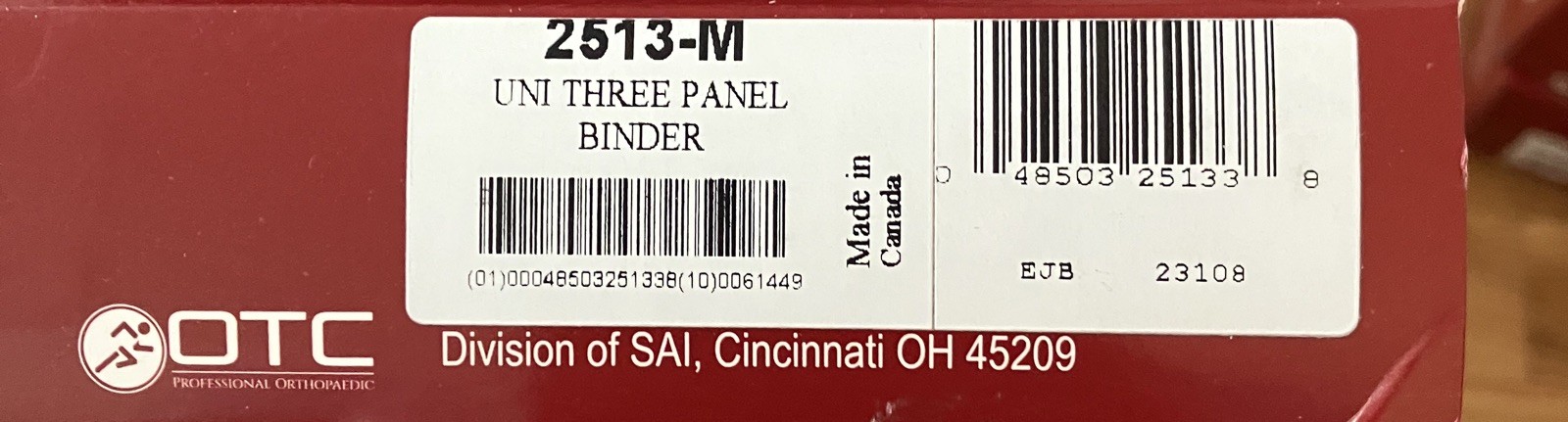Otc Universal Unisex Three-Panel Binder Size Medium- 2513
