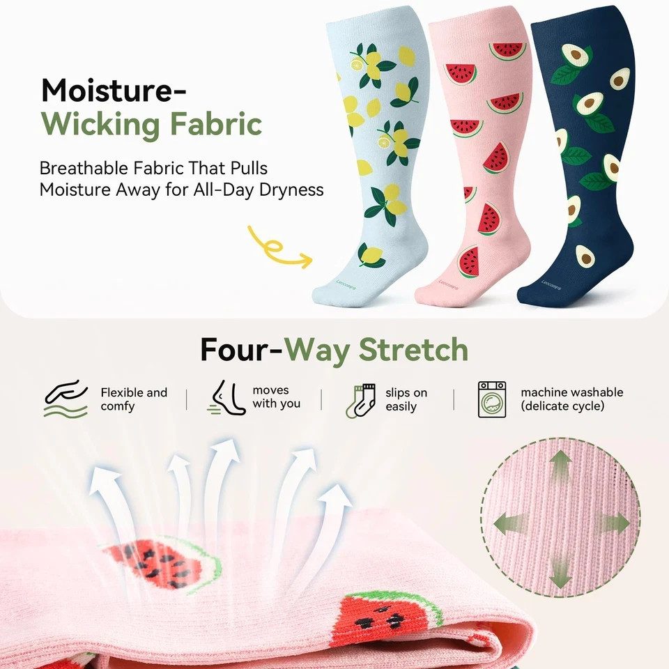 Plus Size Compression Socks for Women Men Wide Calf 15-20 mmHg Knee High Extr…