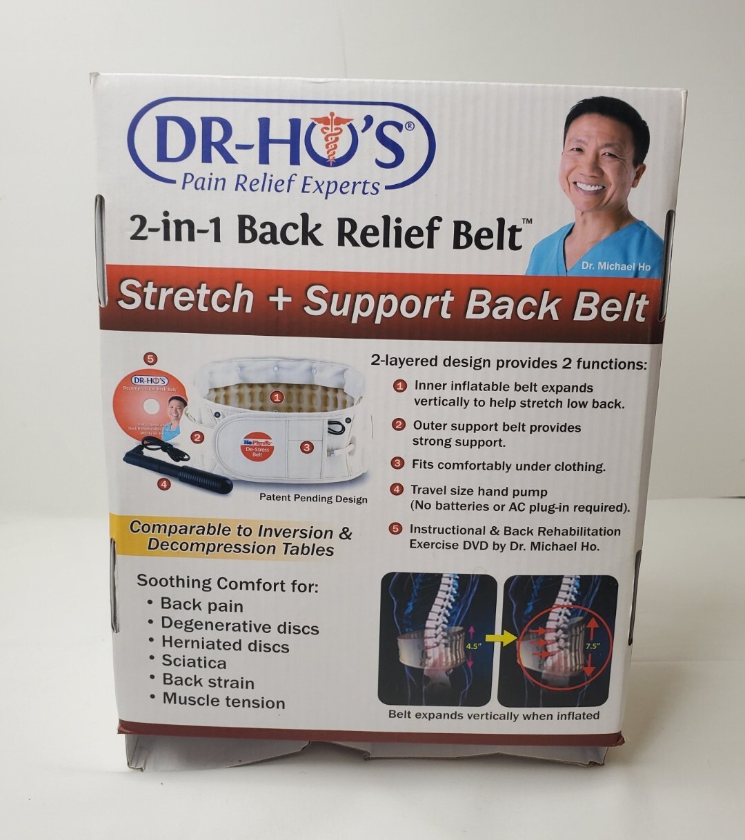 Dr Ho’s 2-in-1 Stretch and Support Back Relief Belt Accessories CD Pump 25-41