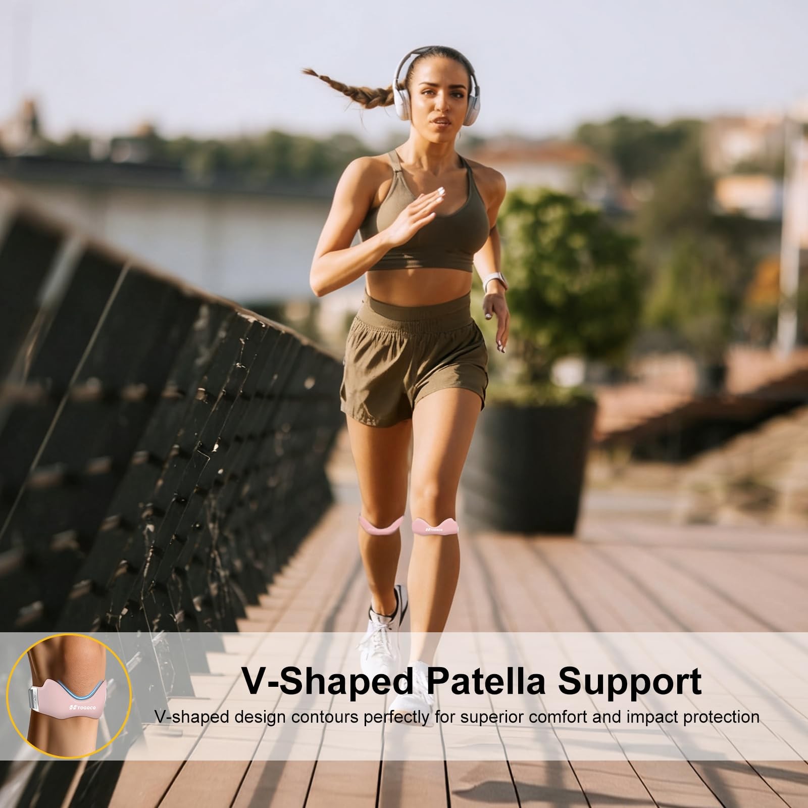 Patellar Tendon Support Strap 2 Pack, Knee Brace for Women & One Size, Pink