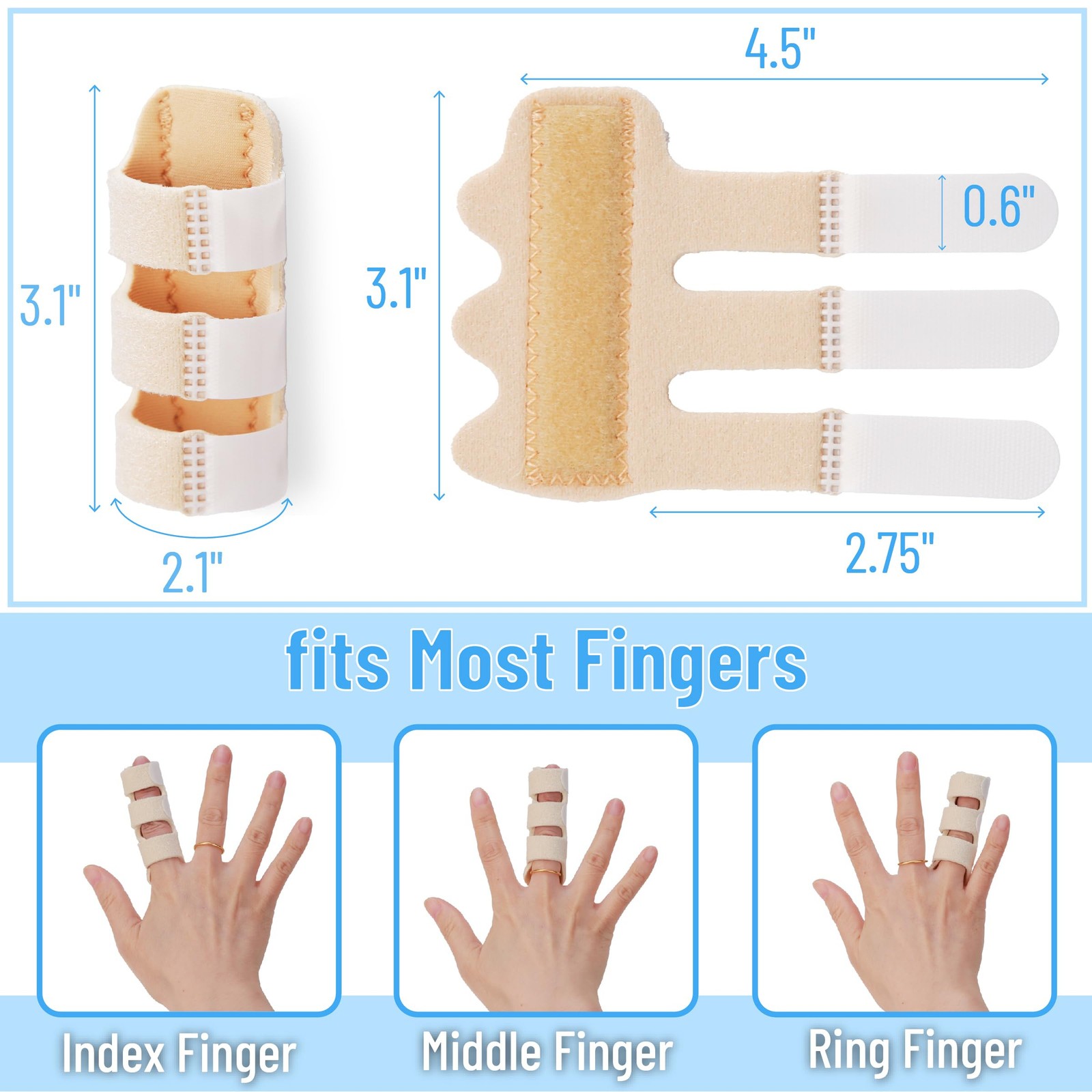 DR JK- Finger Splint, 4 Pack, Beige, Finger Brace for Arthritis, Injury & Sprain
