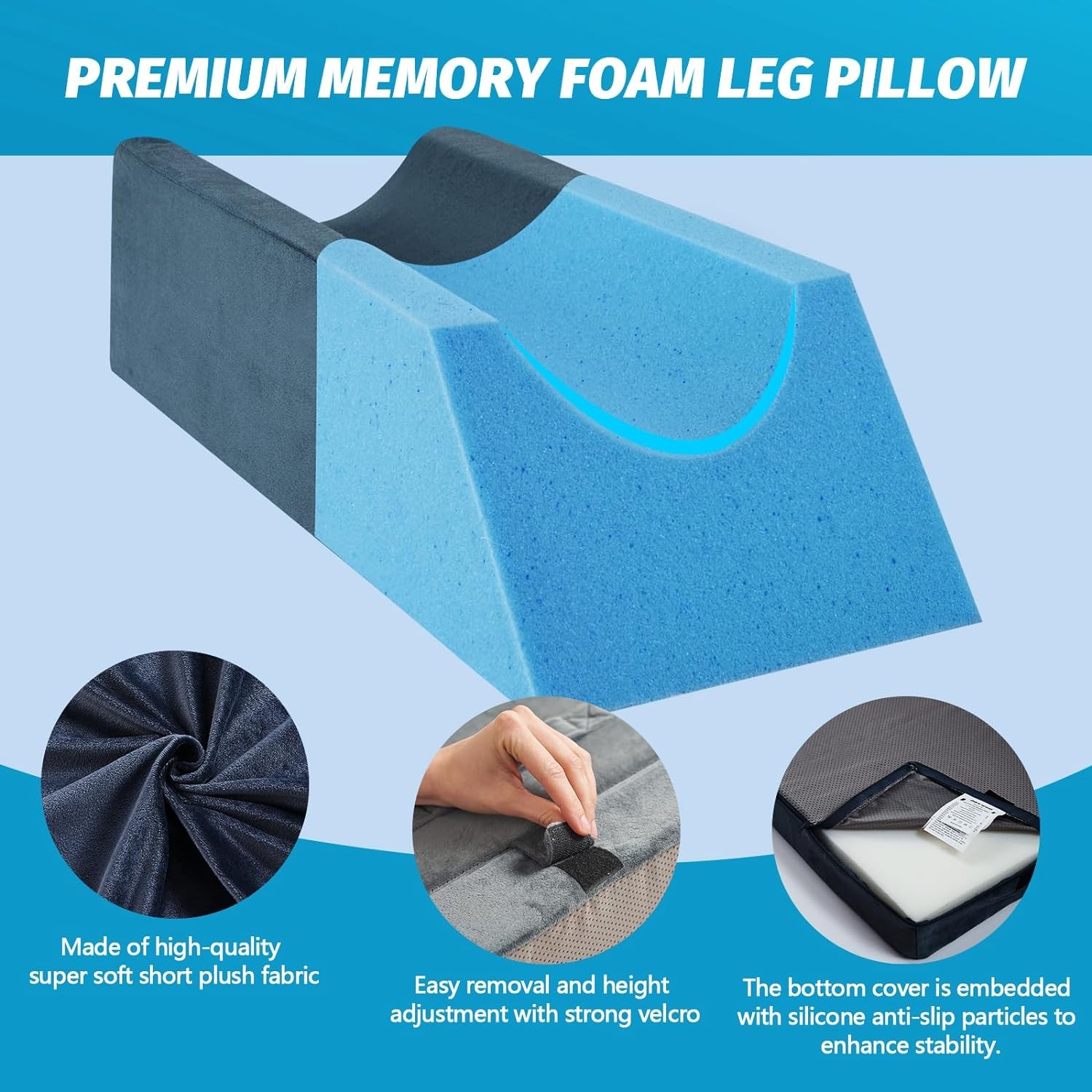 Memory Foam Leg Elevation Pillow – Post-Surgery, Knee and Ankle Injuries, Swe…