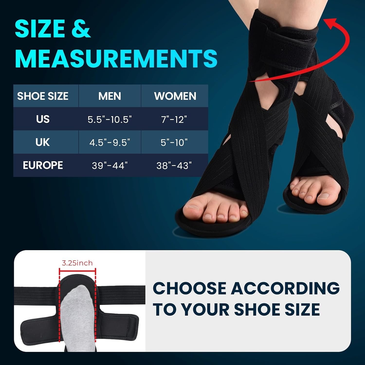 Welnove Drop Foot Brace AFO Ankle Support Walking Brace 1 Count Adjustable