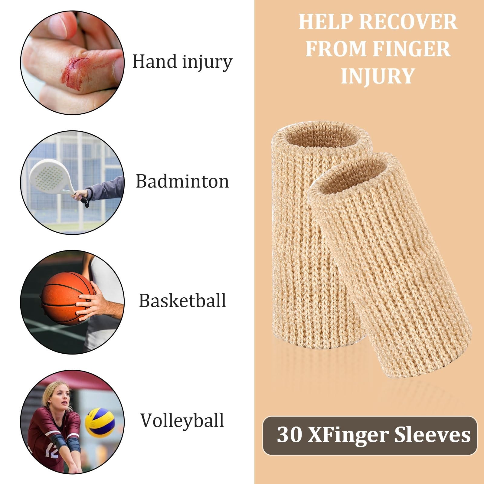 YUXIANLB 30 Pcs Finger Sleeves Breathable Elastic Thumb One Size, Beige