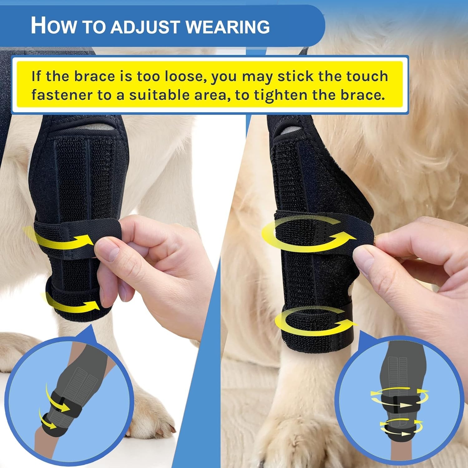 Dog Knee Brace for Torn ACL Hind Leg – Black, Large