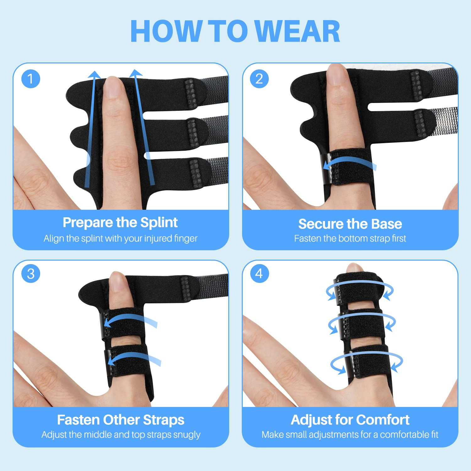 Finger Splint Ice Pack for Pain Relief, Straightening Arthritis, Knuckle Immobil