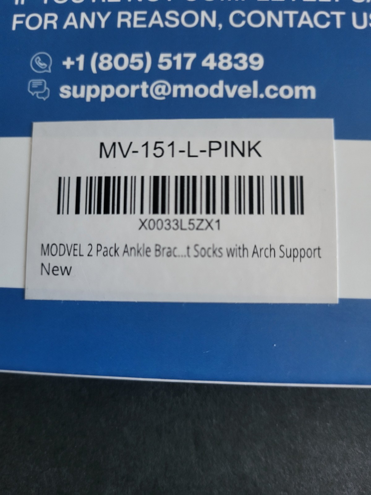 Modvel Ankle Sleeve – Pair – Size Large – Pink and White – Open Box