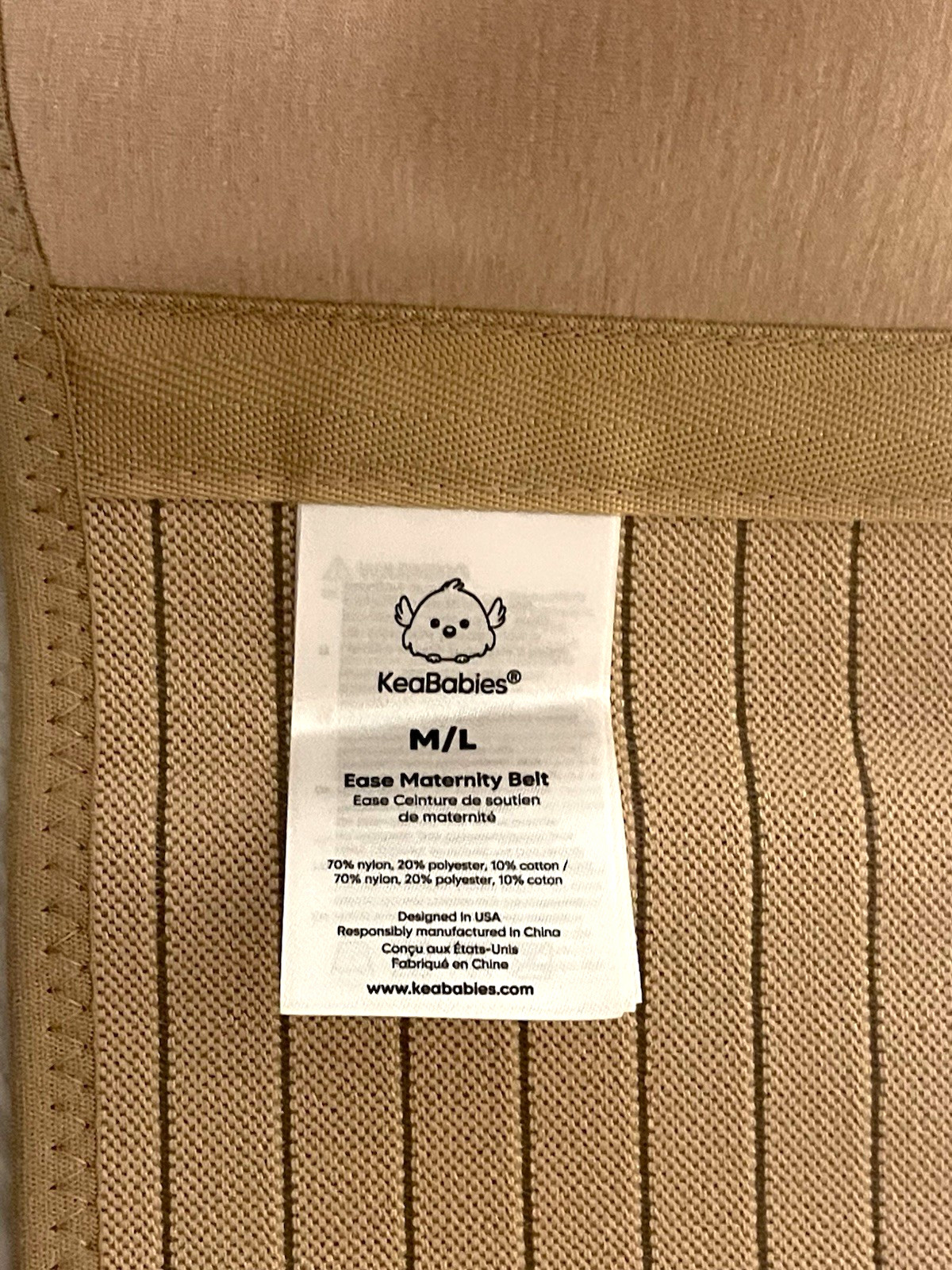 KeaBabies Ease Maternity Belt M/L Beige Pregnancy Support for Abdomen & Back