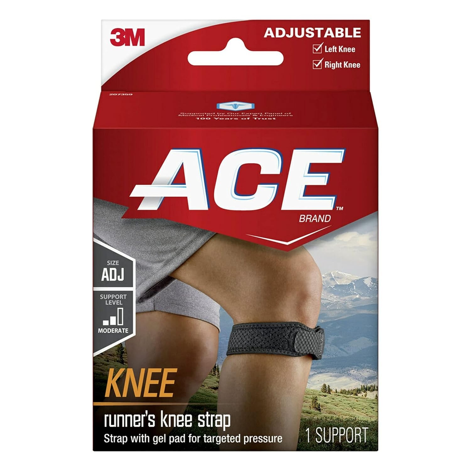 ACE Brand Knee Strap, Adjustable, Black, 1/Pack 207359