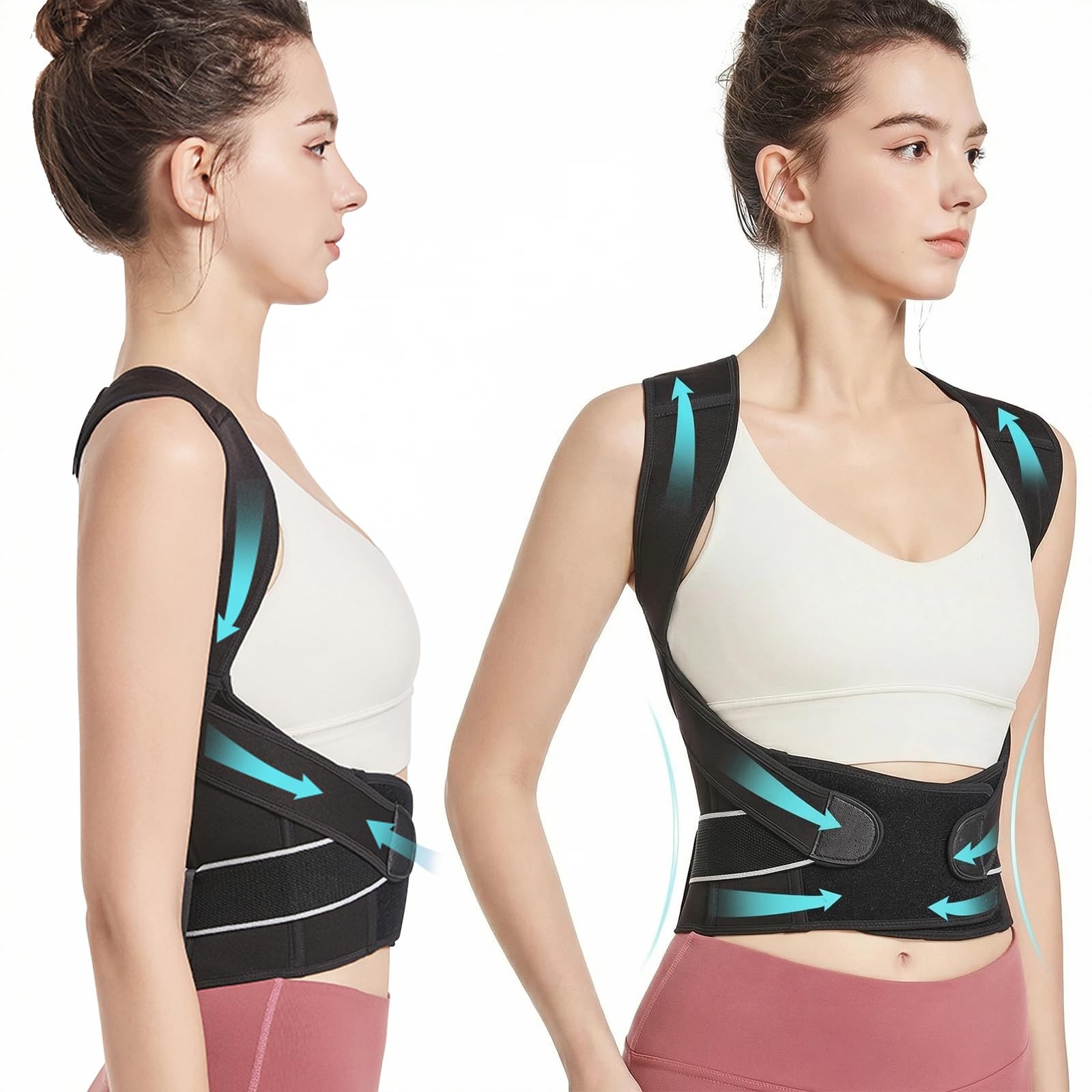 Eicgo Posture Corrector,Suitable for Men and Women Upper Medium, Black