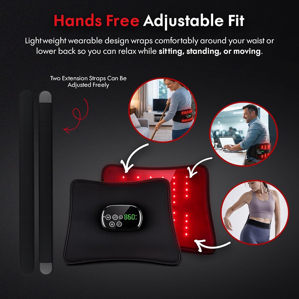 Red Light Heating Vibration Back Massager Lumbar Belt for Lower Back Pain Relief