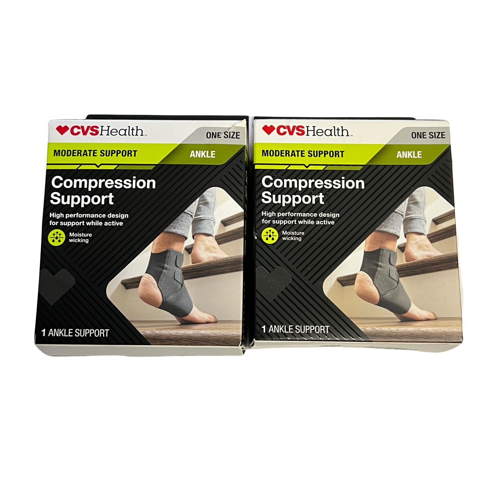 2X CVS Adjustable Compression Ankle Support Brace One Size Fits Most NEW