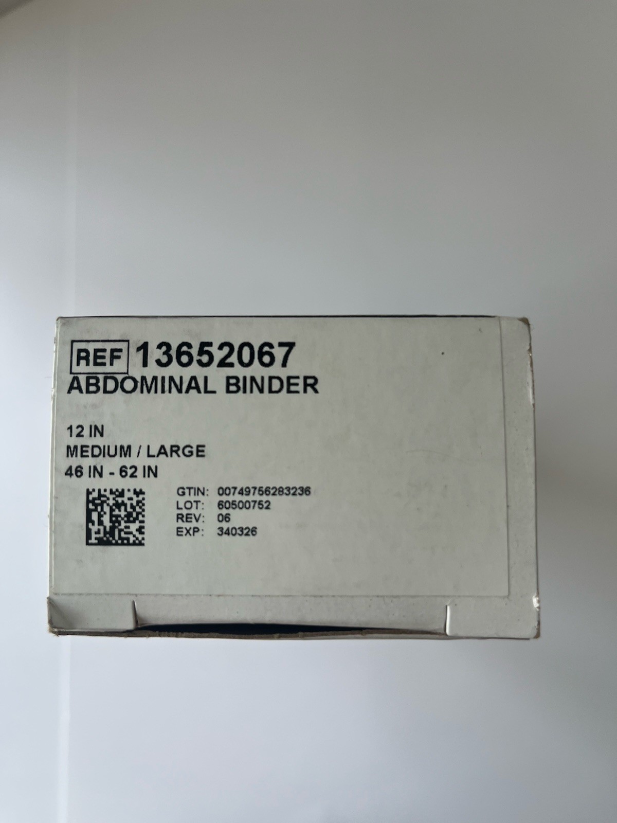 NIB 12″ Abdominal Binder 13652067 Med Lg 46-62″