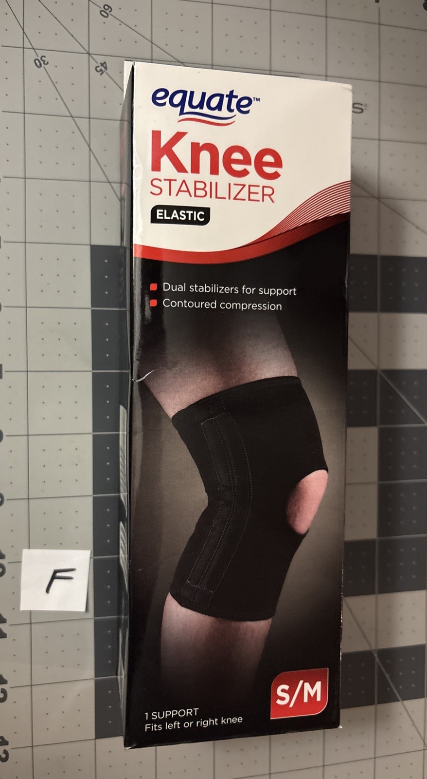 Equate Elastic Knee Stabilizer, Black, S/M Size contoured design New Ship Now
