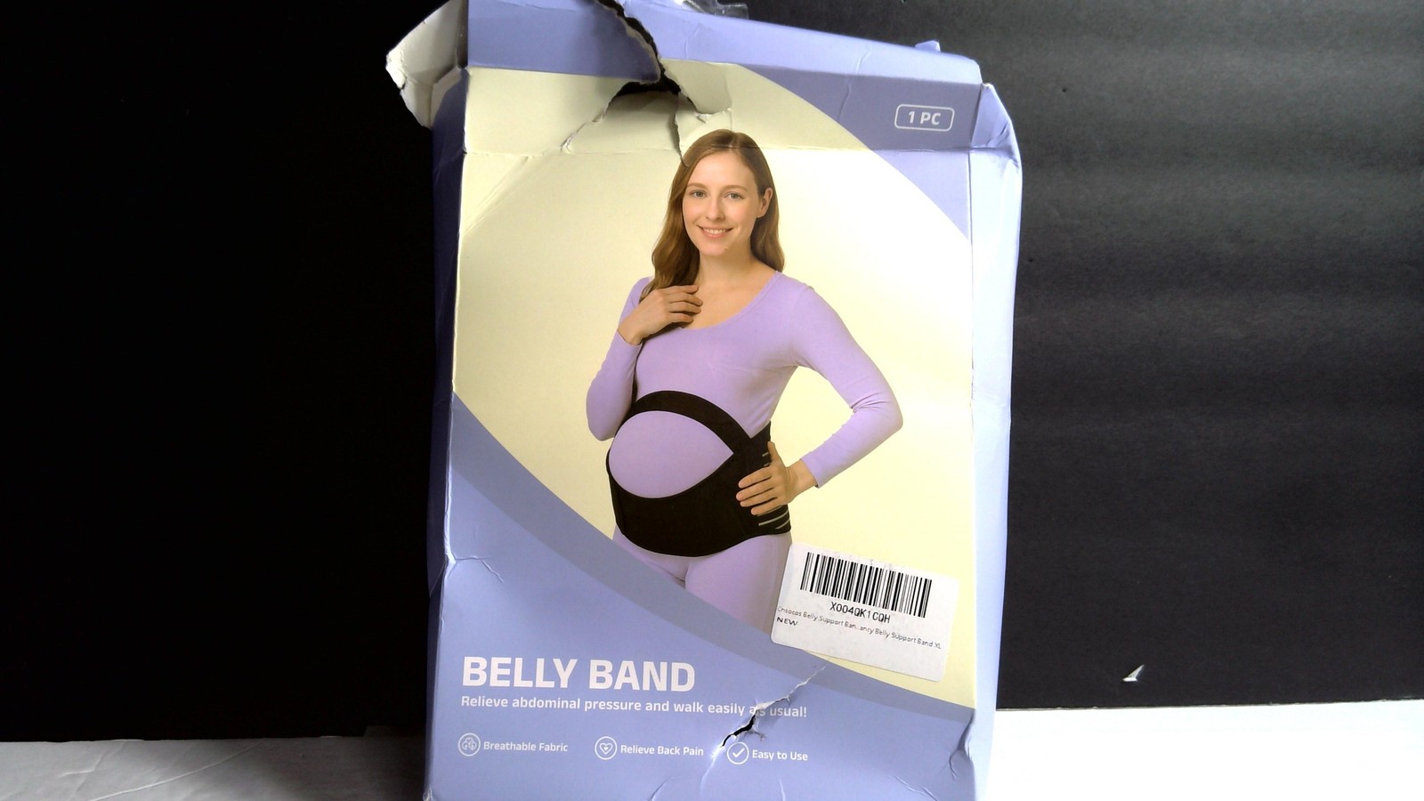 Belly Band Maternity Pregnancy Support Belt XL Adjustable Black Damaged Box