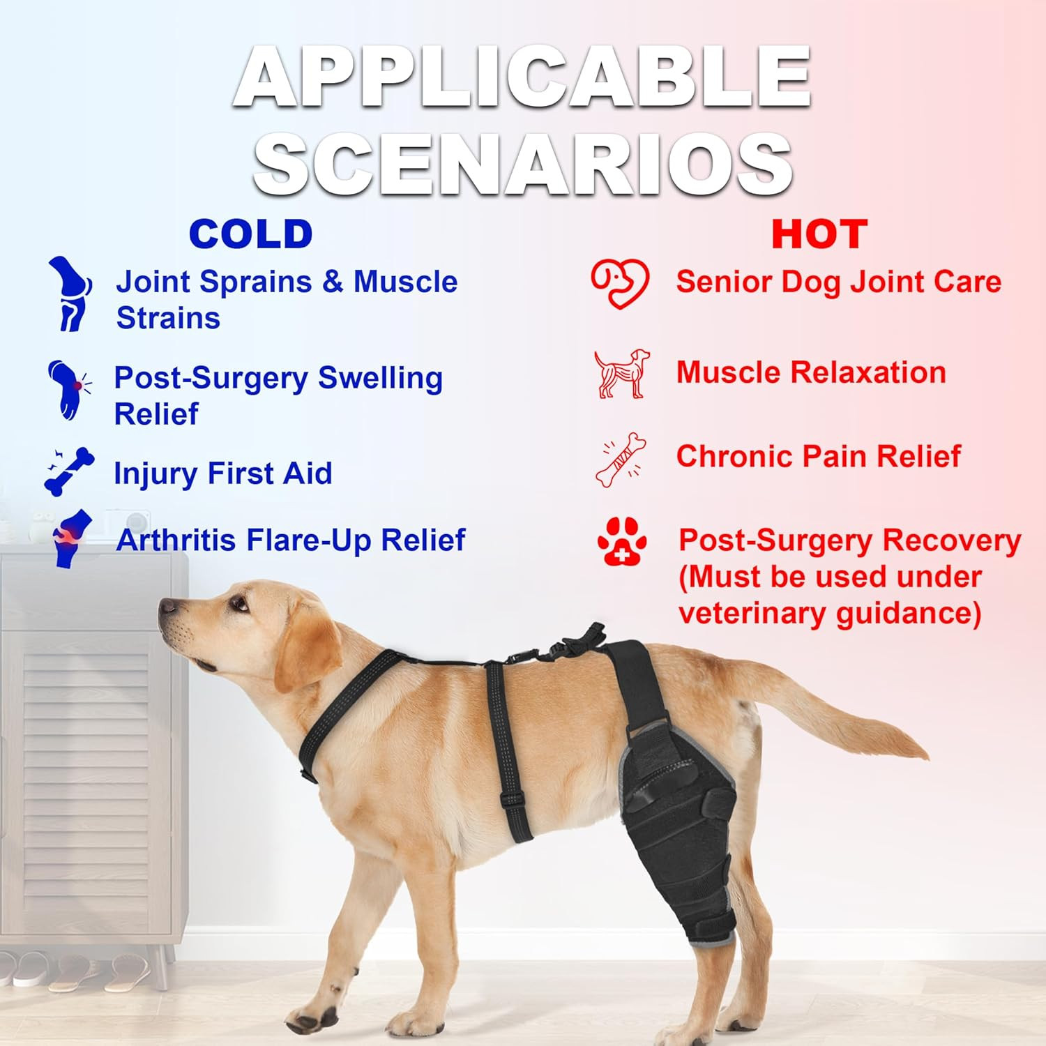 XL Dog Knee Brace for Torn ACL with Hot/Cold Gel Pack – Right Leg Support
