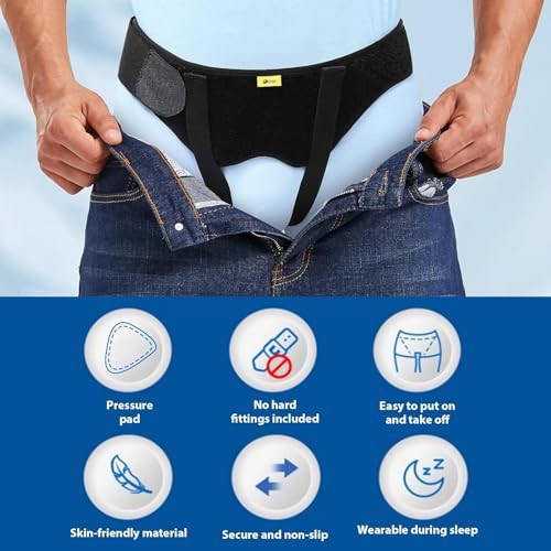 Hernia Belt for Men Hernia Support Truss for Single/Double Medium (Pack of 1)