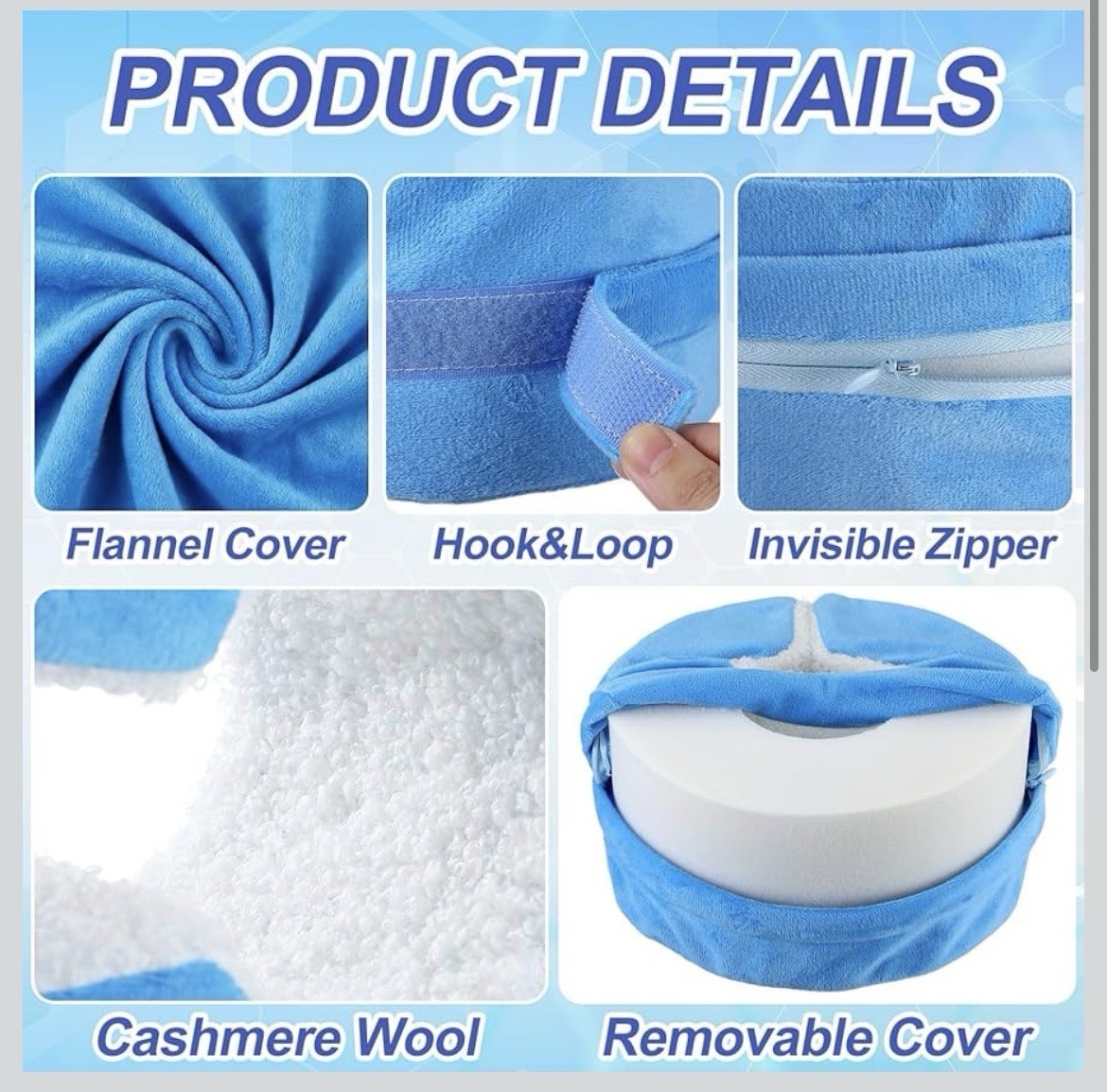 2 Pack Heel Protector for Pressure Sores Fleece Foot Elevation Pillow Adjustable