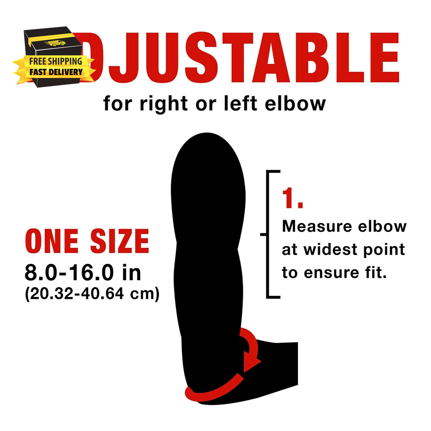 ACE Brand Adjustable Compression Elbow Support, Moderate Support for Weak, Sore