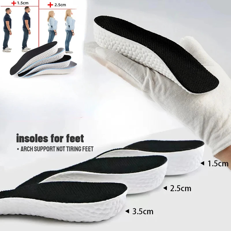 Memory Foam Height Increase Insoles for Men Women Shoes Flat Feet Arch Support O