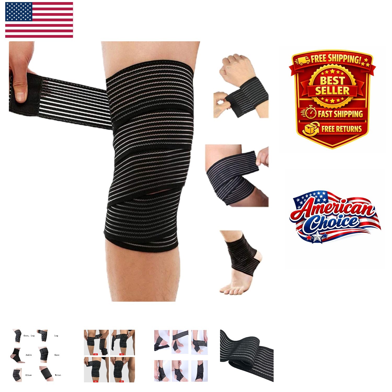 Versatile Knee Compression Wrap – 180 cm for Active Relief in Sports & Recovery
