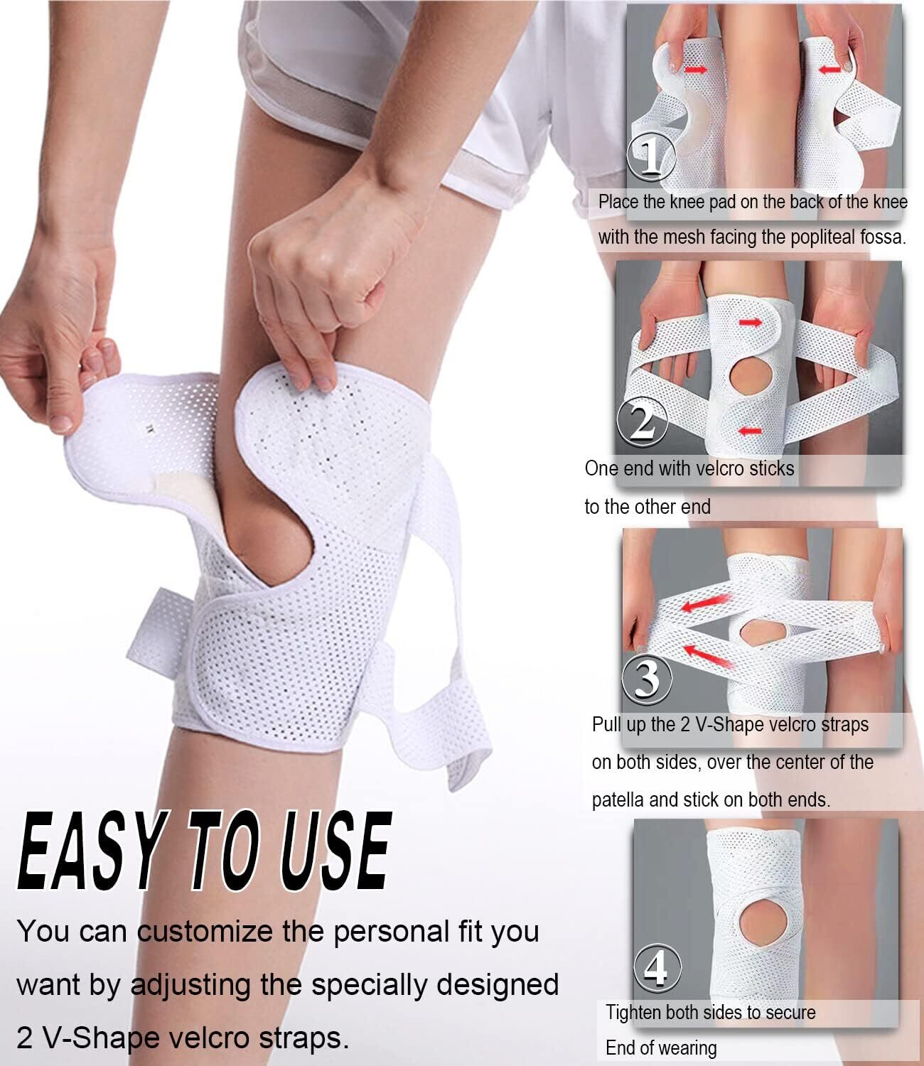 Knee Brace Compression Knee Support with Air Mesh Fabric, Adjustable Knee Wrap
