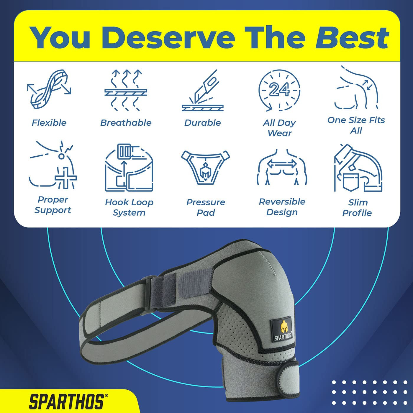 Sparthos Shoulder Brace – Adjustable Support Sleeve for Torn Rotator Cuff, AC Jo