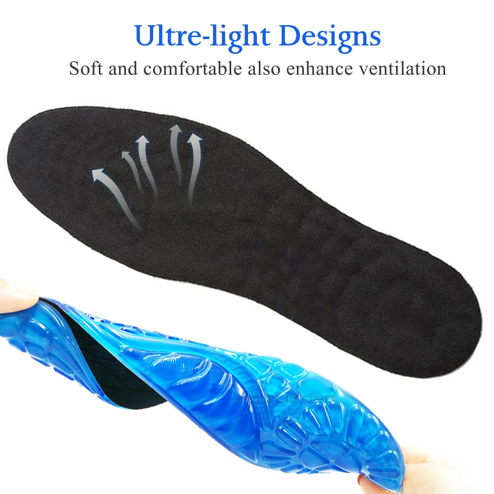 Soft Shock Absorption Gel Insoles Cushion Running Walking Comfortable